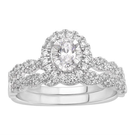 LADIES BRIDAL RING SET 3/8 CT ROUND DIAMOND 14K WHITE GOLD