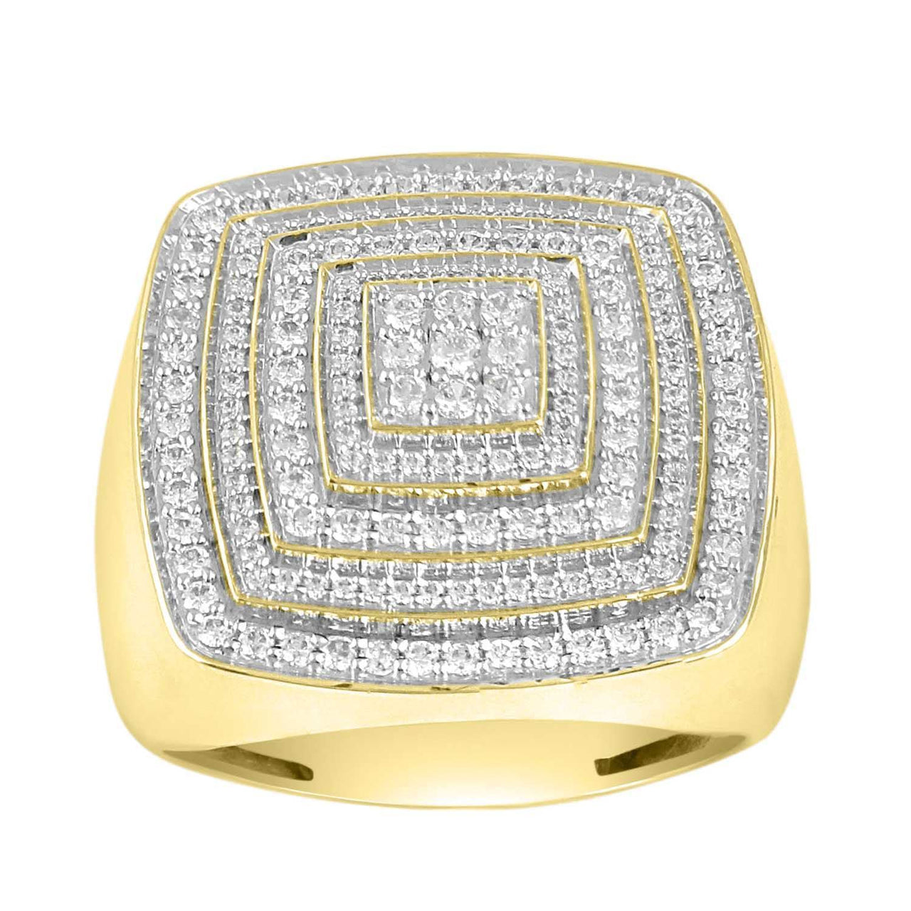 MEN'S RING 1 CT ROUND DIAMOND 10K YELLOW GOLD