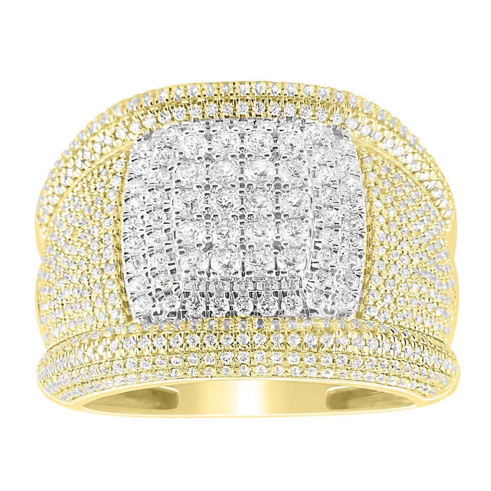 MEN'S RING 2 CT ROUND DIAMOND 10K YELLOW GOLD