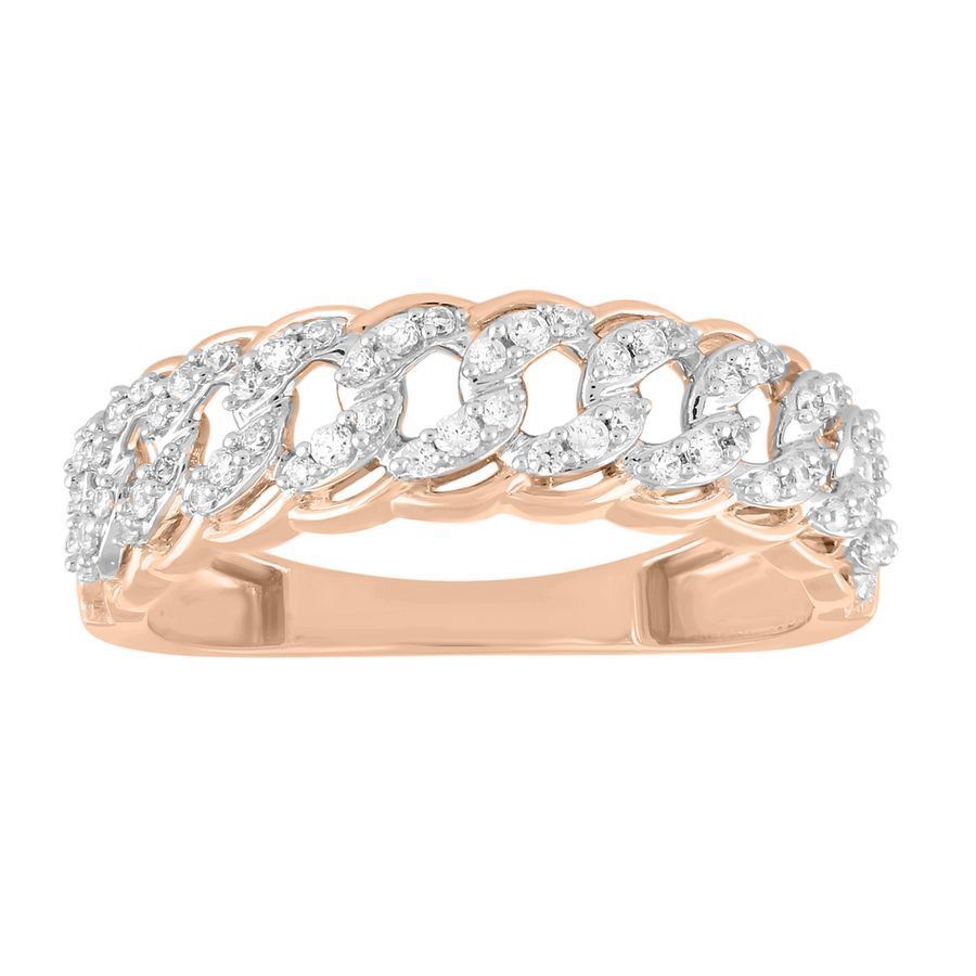 LADIES BAND 1/4 CT ROUND DIAMOND 10K ROSE GOLD