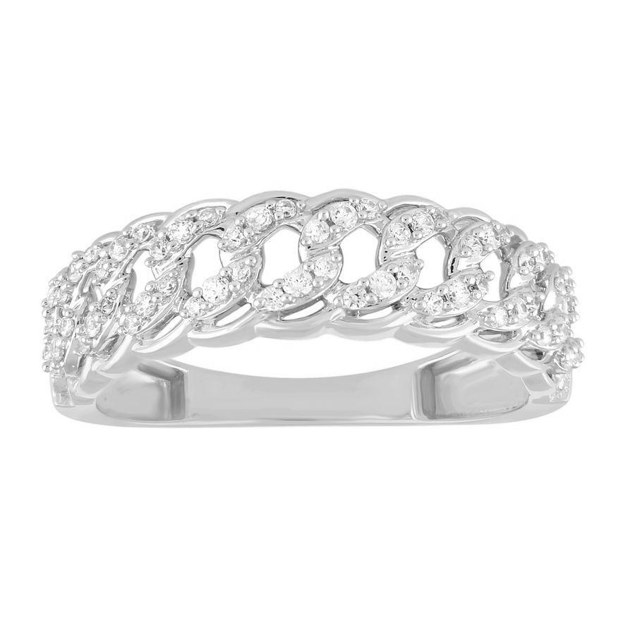 LADIES BAND 1/4 CT ROUND DIAMOND 10K WHITE GOLD