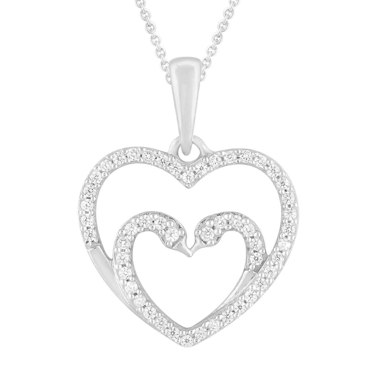 LADIES PENDANT 1/6 CT  ROUND DIAMOND 10K WHITE GOLD