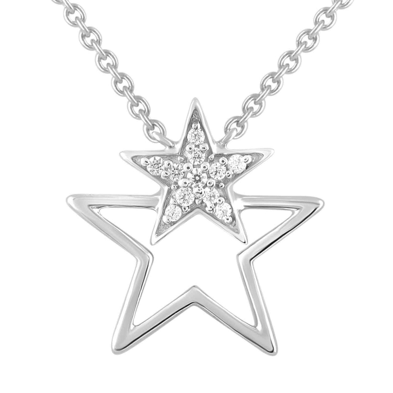 LADIES PENDANT 1/20 CT  ROUND DIAMOND 10K WHITE GOLD