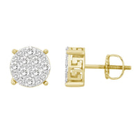 Thumbnail for MEN'S EARRINGS 1 CT ROUND DIAMOND 10K YELLOW GOLD