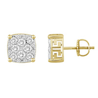Thumbnail for MEN'S EARRINGS 1 CT ROUND DIAMOND 10K YELLOW GOLD