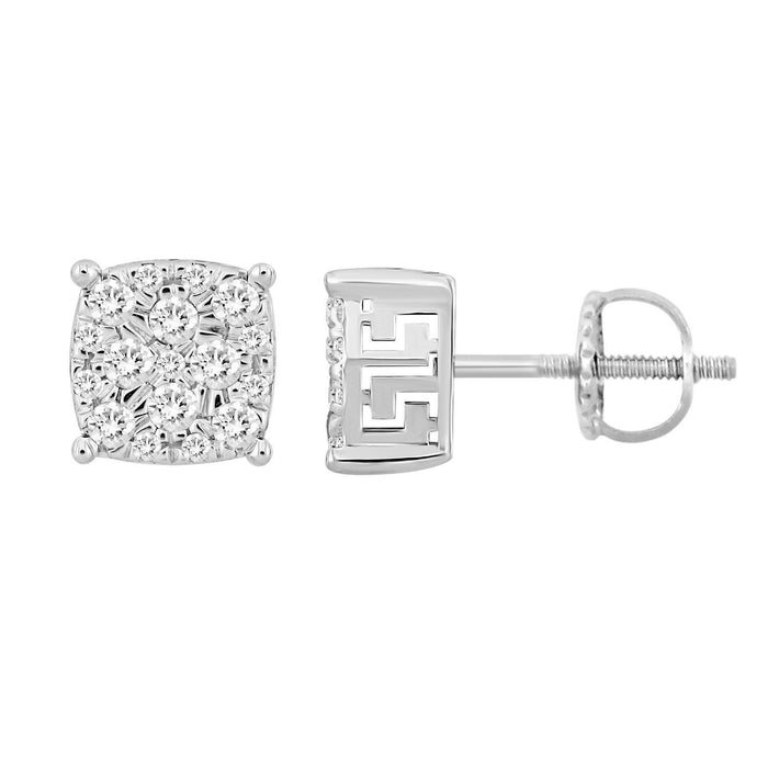 MEN'S EARRINGS 1/2 CT ROUND DIAMOND 10K WHITE GOLD