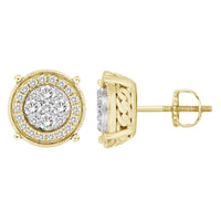 Thumbnail for MEN'S EARRINGS 1 CT ROUND DIAMOND 10K YELLOW GOLD