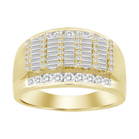 Thumbnail for MEN'S RING 1 CT ROUND/BAGUETTE DIAMOND 10K YELLOW GOLD