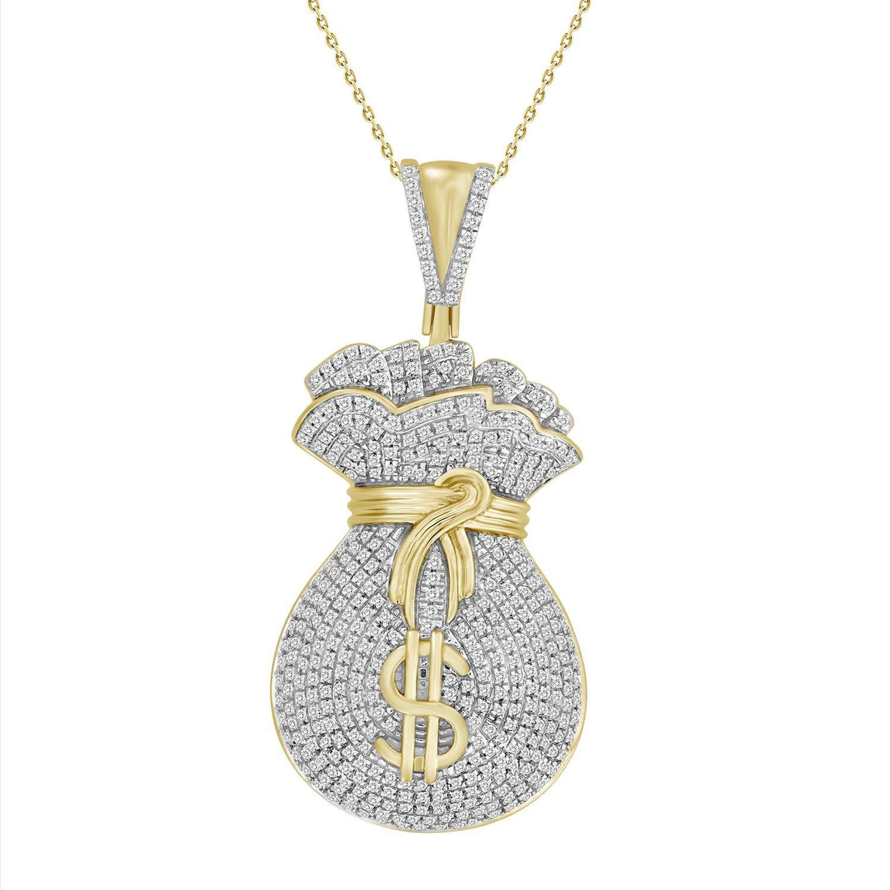 MEN'S PENDANT 1 CT ROUND DIAMOND 10K YELLOW GOLD