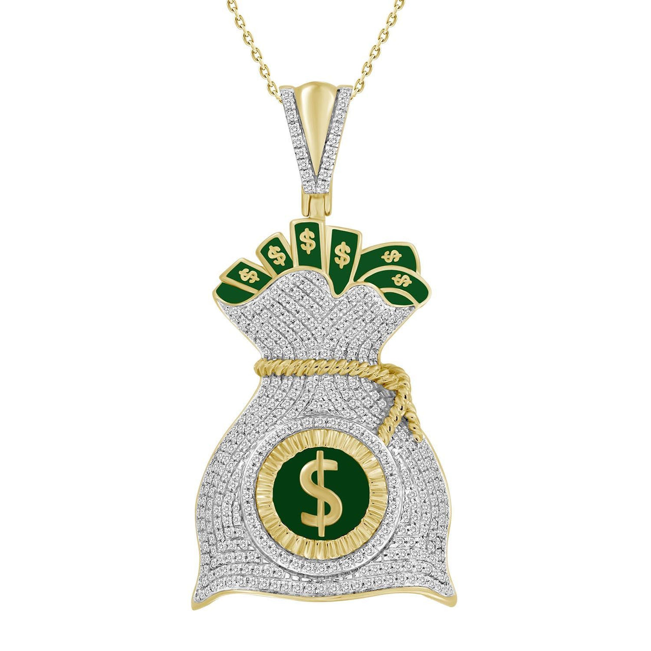 MEN'S PENDANT 1 CT ROUND DIAMOND 10K YELLOW GOLD