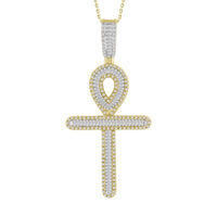 Thumbnail for MEN'S PENDANT 1 CT ROUND/BAGUETTE DIAMOND 10K YELLOW GOLD