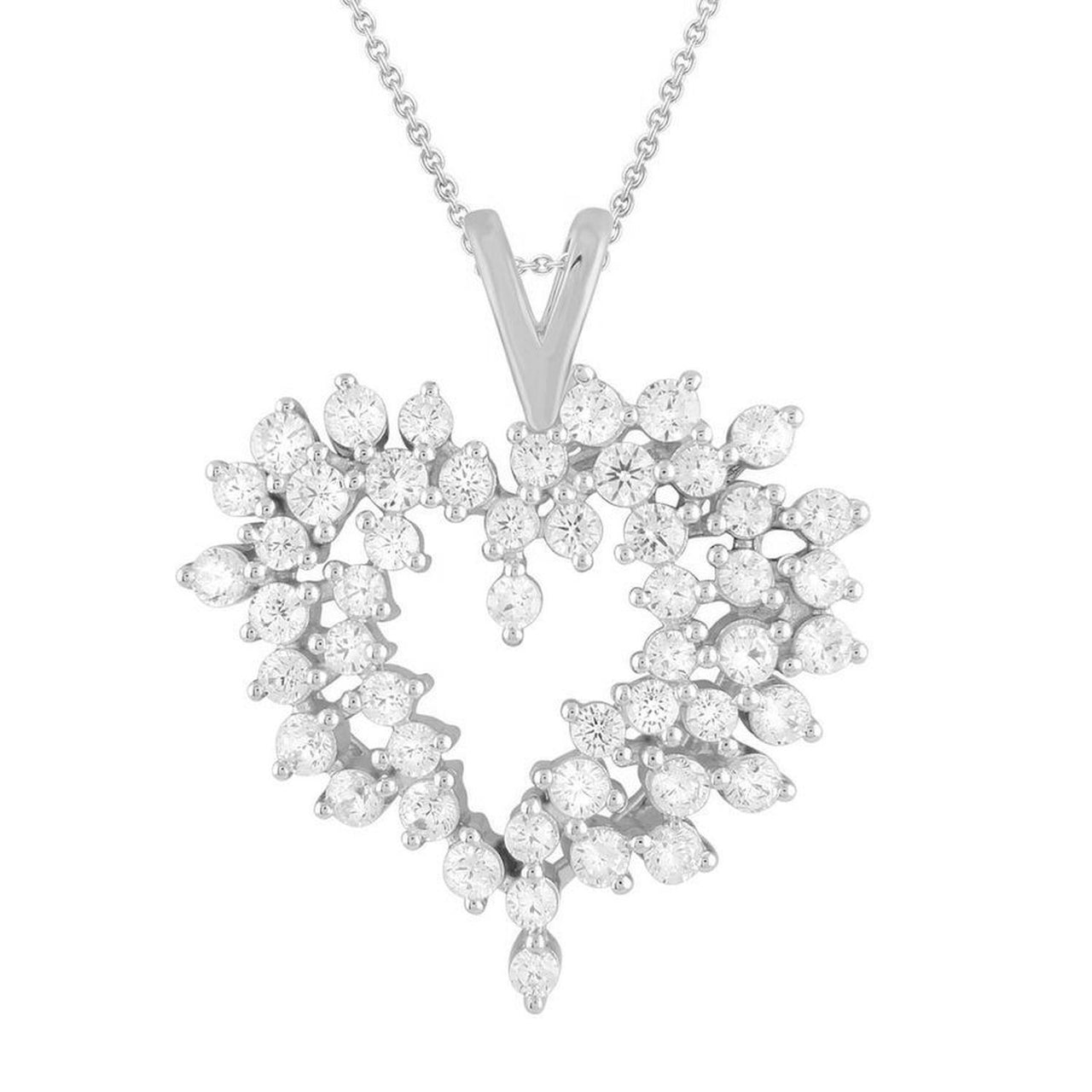 LADIES PENDANT 1 1/2 CT ROUND DIAMOND 10K WHITE GOLD