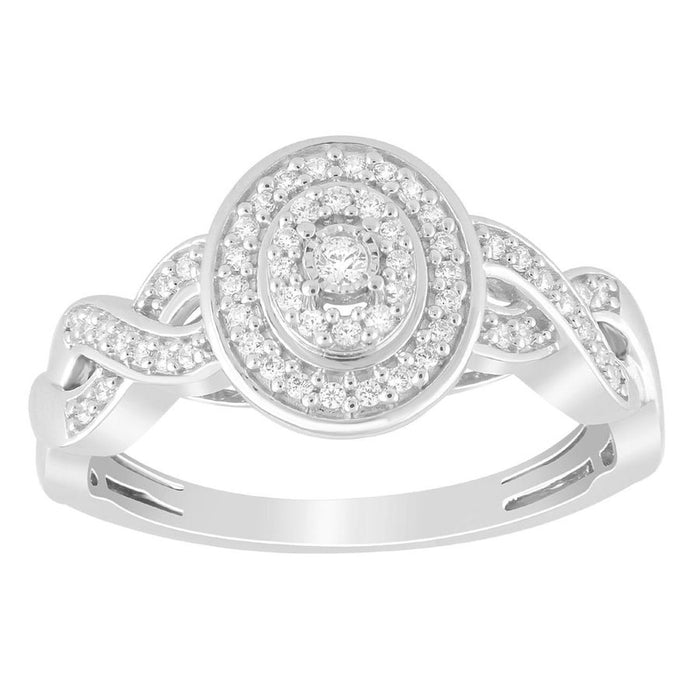 LADIES RING 1/6 CT ROUND DIAMOND 10K WHITE GOLD