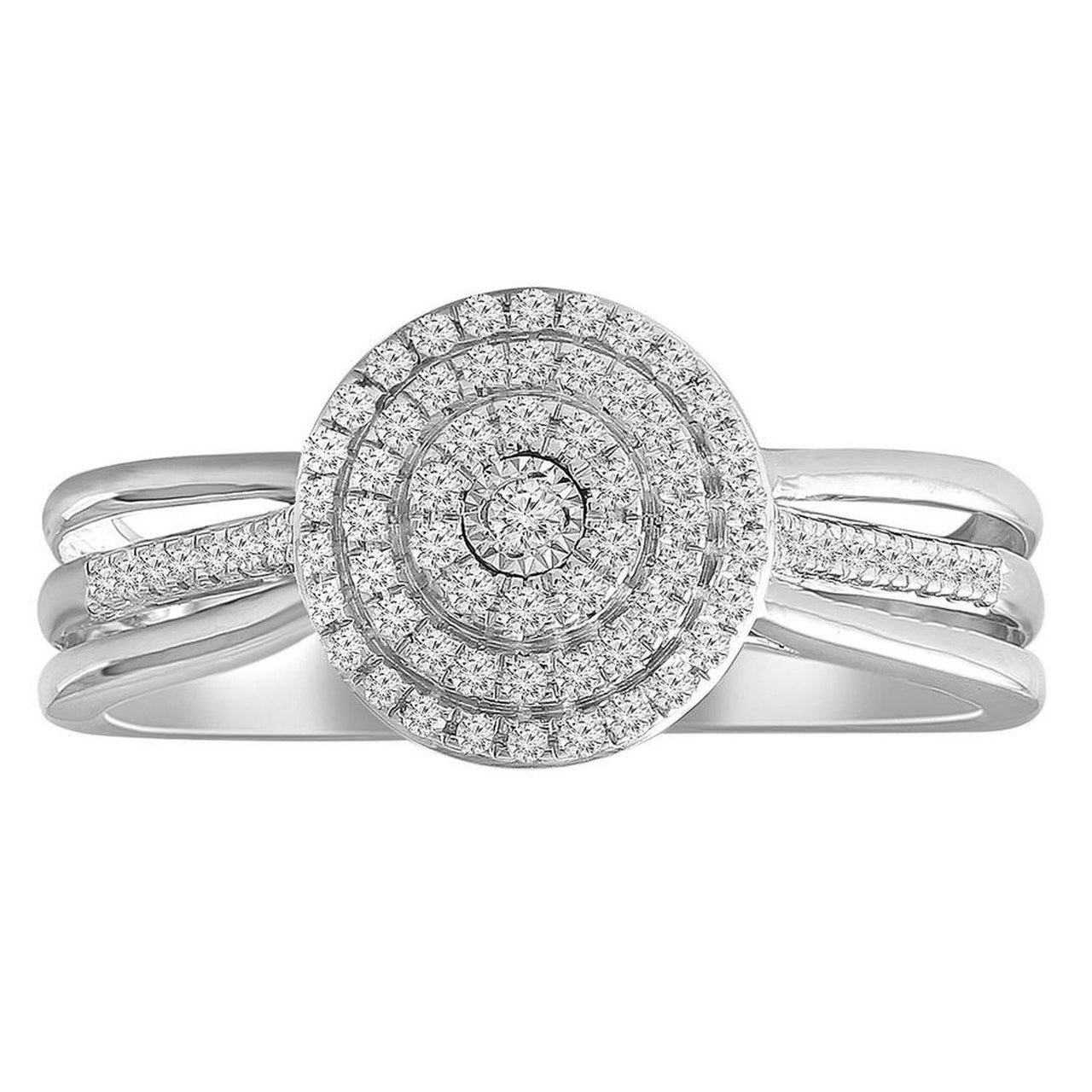 LADIES RING 1/3 CT ROUND DIAMOND 10K WHITE GOLD