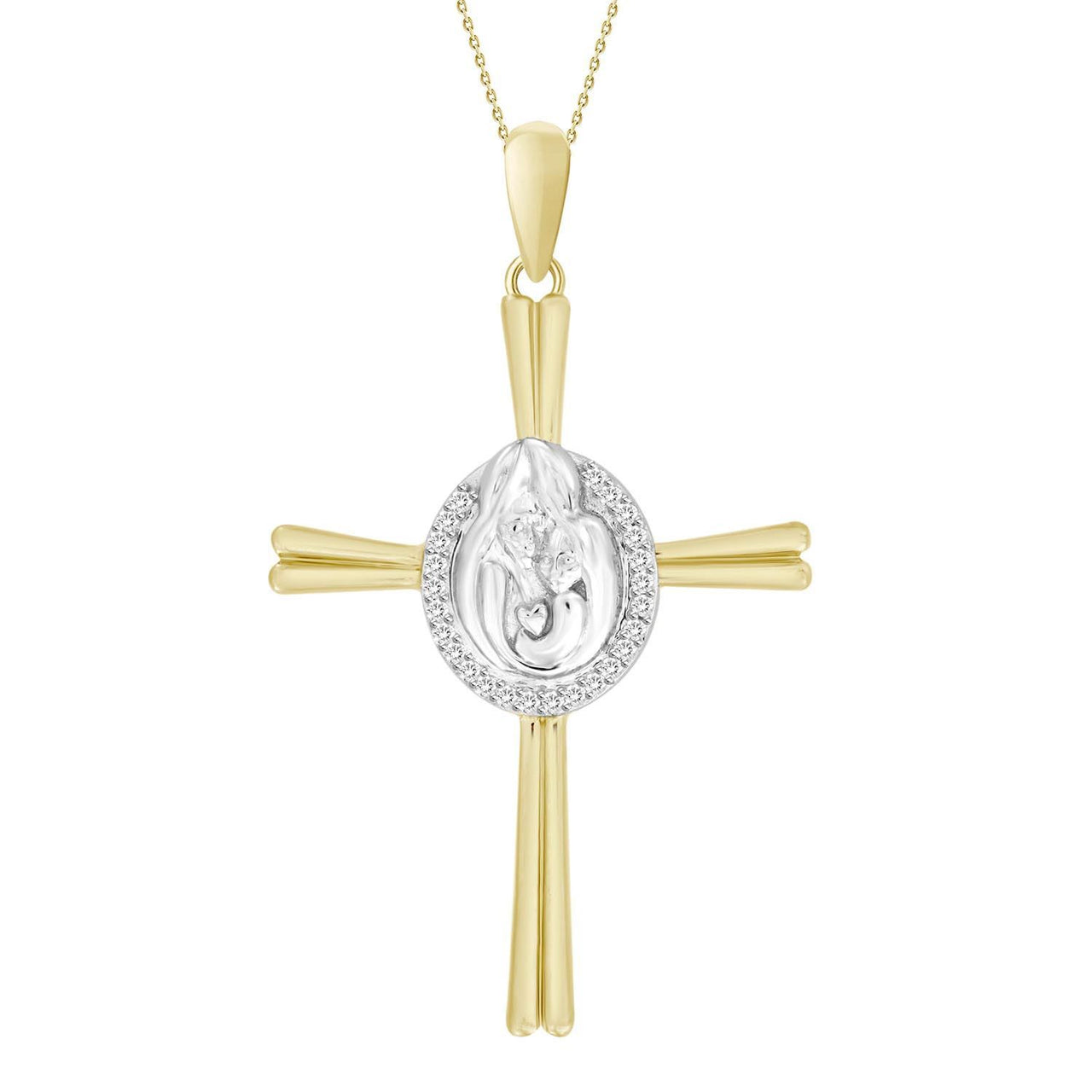 LADIES PENDANT 1/20 CT ROUND DIAMOND 10K YELLOW/WHITE GOLD