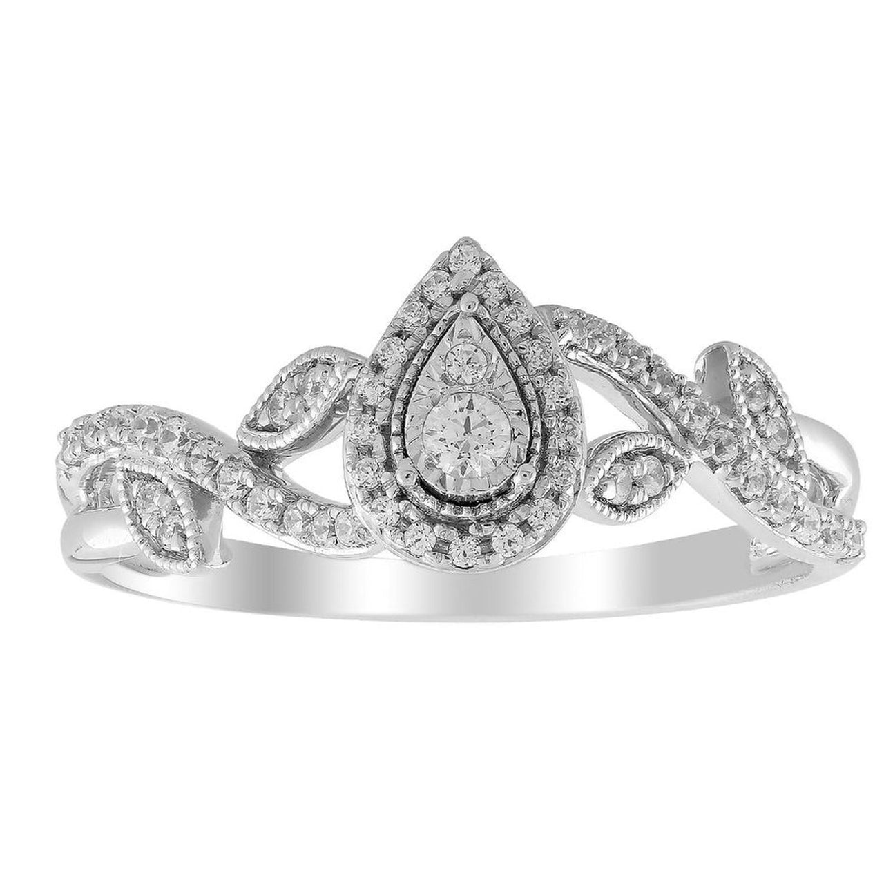 LADIES RING 1/4 CT ROUND DIAMOND 10K WHITE GOLD