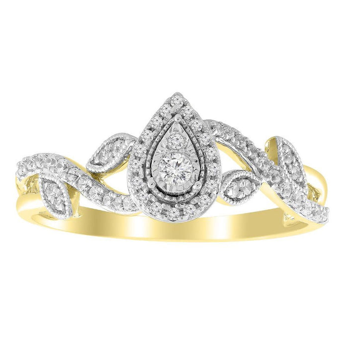 LADIES RING 1/4 CT ROUND DIAMOND 10K YELLOW GOLD