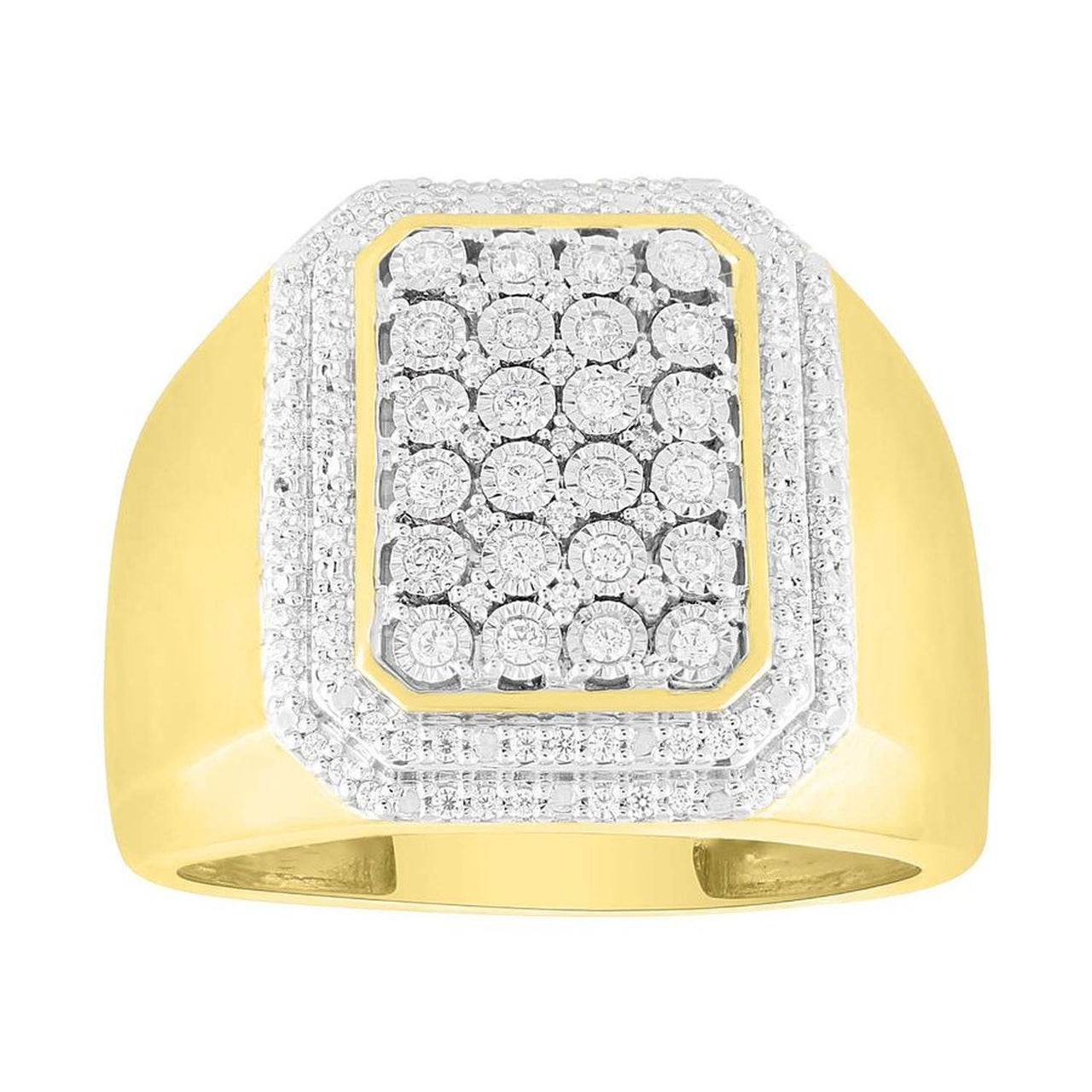MEN'S RING 1/2 CT ROUND DIAMOND 10K YELLOW GOLD