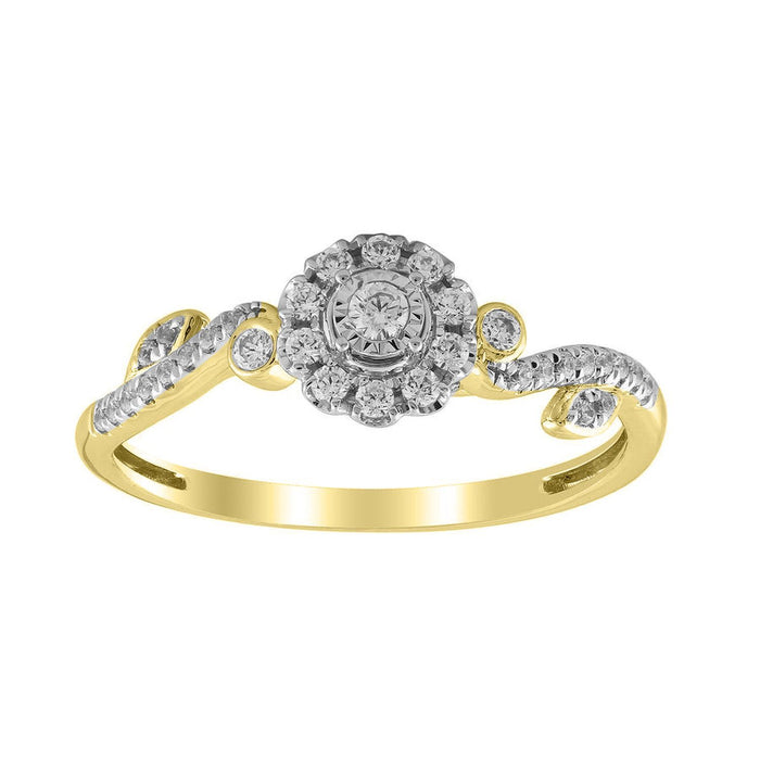 LADIES RING 1/4 CT ROUND DIAMOND 10K YELLOW GOLD