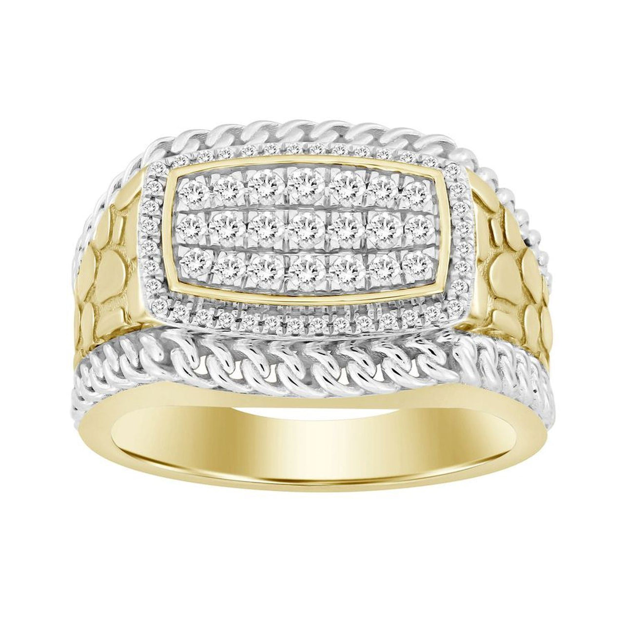 MEN'S RING 1/2 CT ROUND DIAMOND 10K YELLOW GOLD