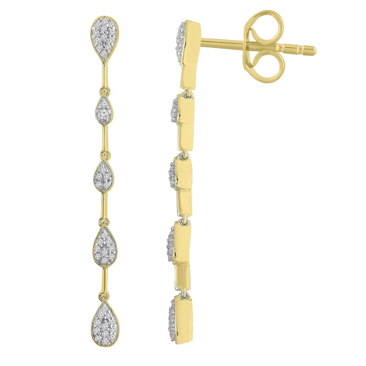 LADIES EARRING 1/6 CT ROUND DIAMOND 10K YELLOW GOLD