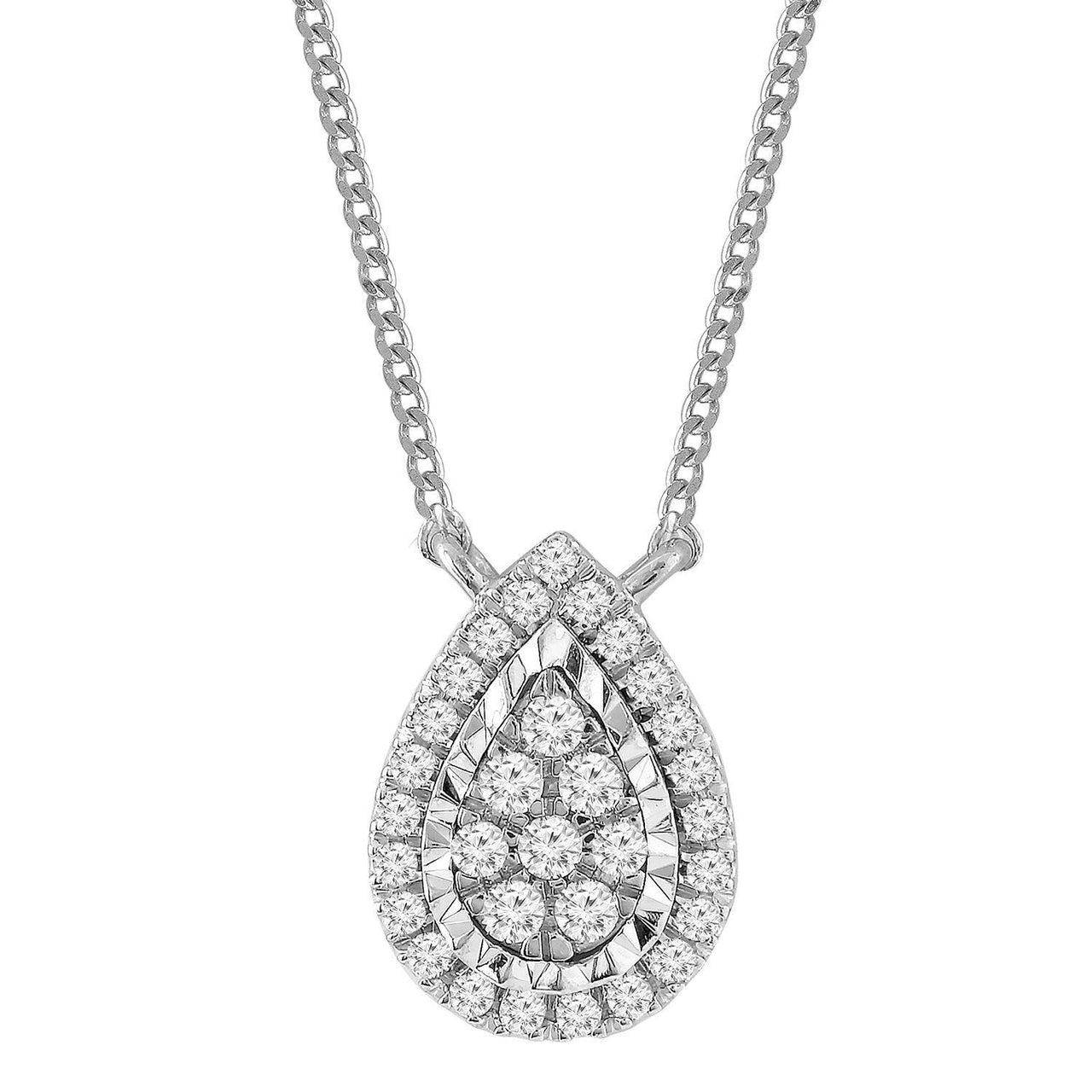 LADIES NECKLACE 1/5 CT ROUND DIAMOND 10K WHITE GOLD