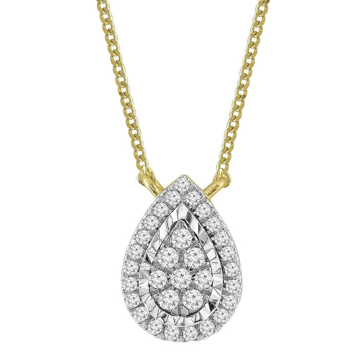 LADIES NECKLACE 1/5 CT ROUND DIAMOND 10K YELLOW GOLD