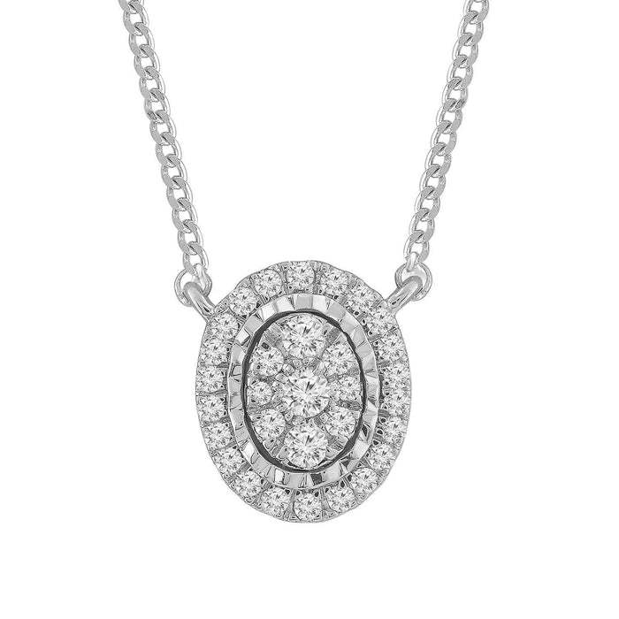 LADIES NECKLACE 1/5 CT ROUND DIAMOND 10K WHITE GOLD