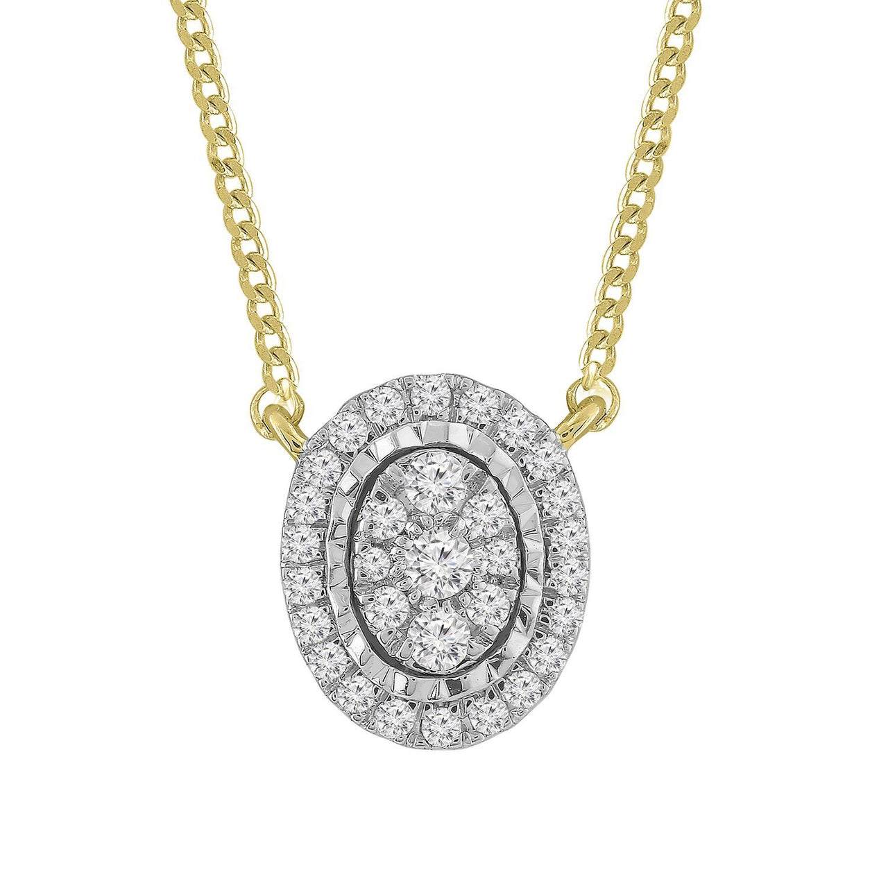 LADIES NECKLACE 1/5 CT ROUND DIAMOND 10K YELLOW GOLD