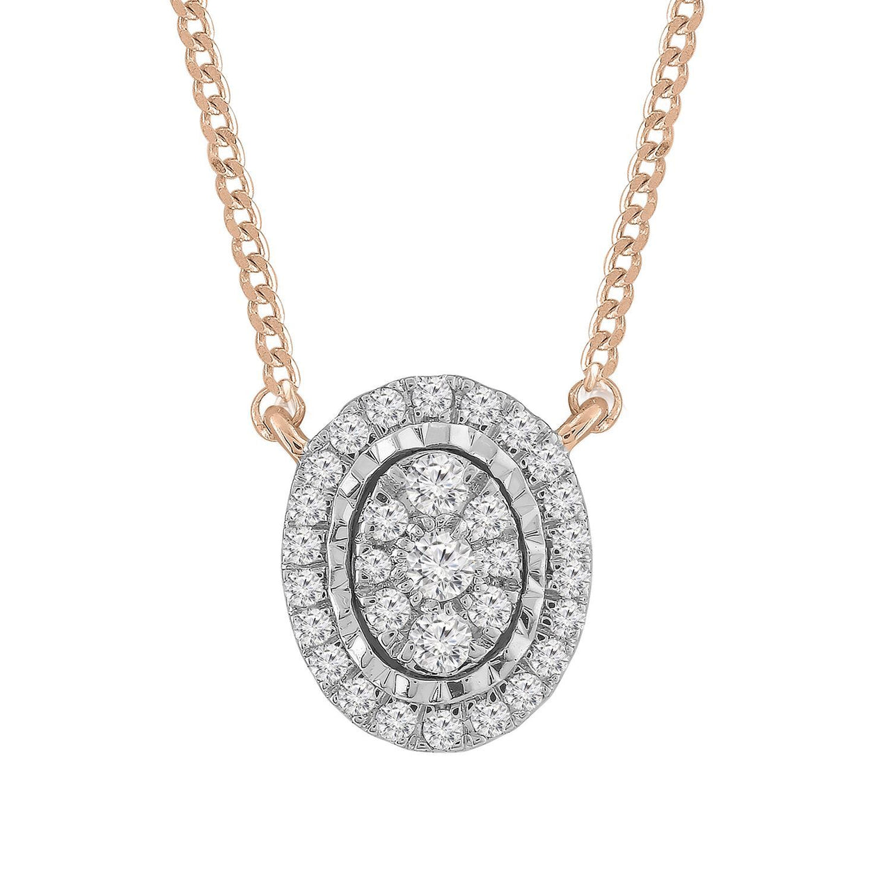 LADIES NECKLACE 1/5 CT ROUND DIAMOND 10K ROSE GOLD