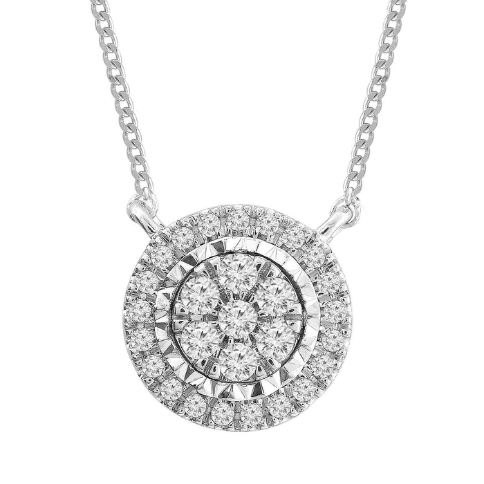 LADIES NECKLACE 1/5 CT ROUND DIAMOND 10K WHITE GOLD