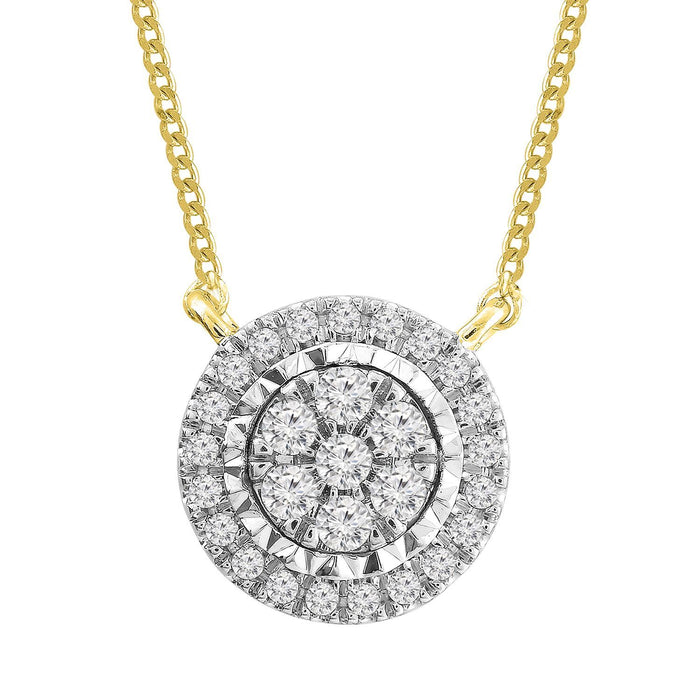 LADIES NECKLACE 1/5 CT ROUND DIAMOND 10K YELLOW GOLD