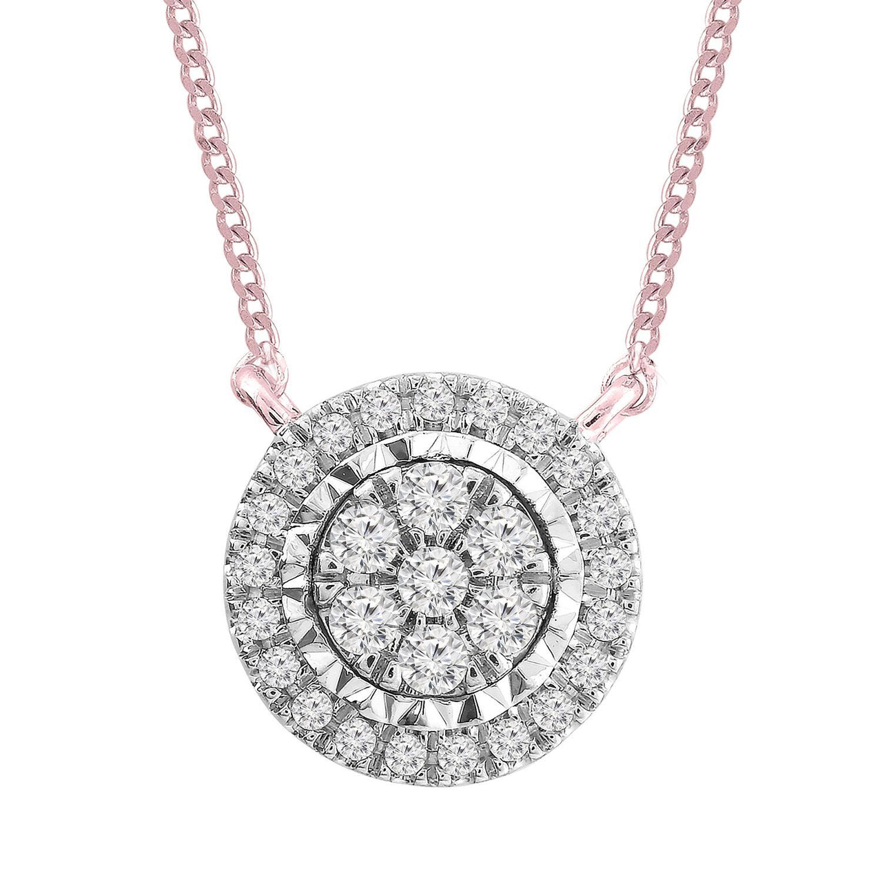 LADIES NECKLACE 1/5 CT ROUND DIAMOND 10K ROSE GOLD