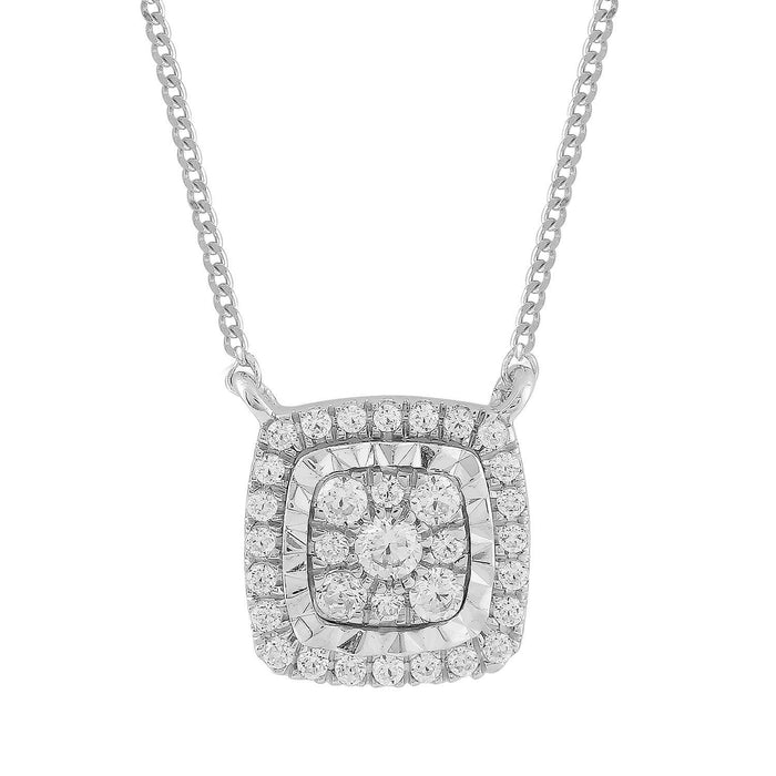 LADIES NECKLACE 1/5 CT ROUND DIAMOND 10K WHITE GOLD