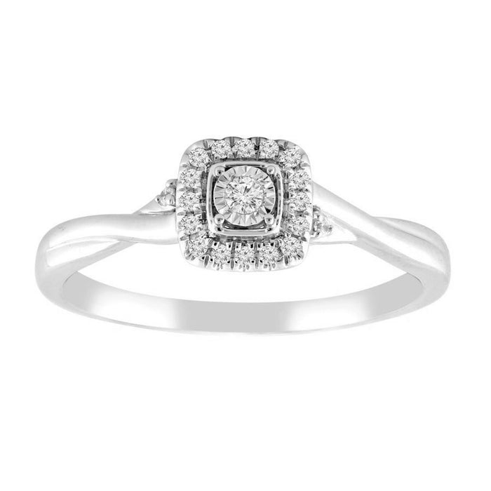 LADIES RING 1/10 CT ROUND DIAMOND 10K WHITE GOLD