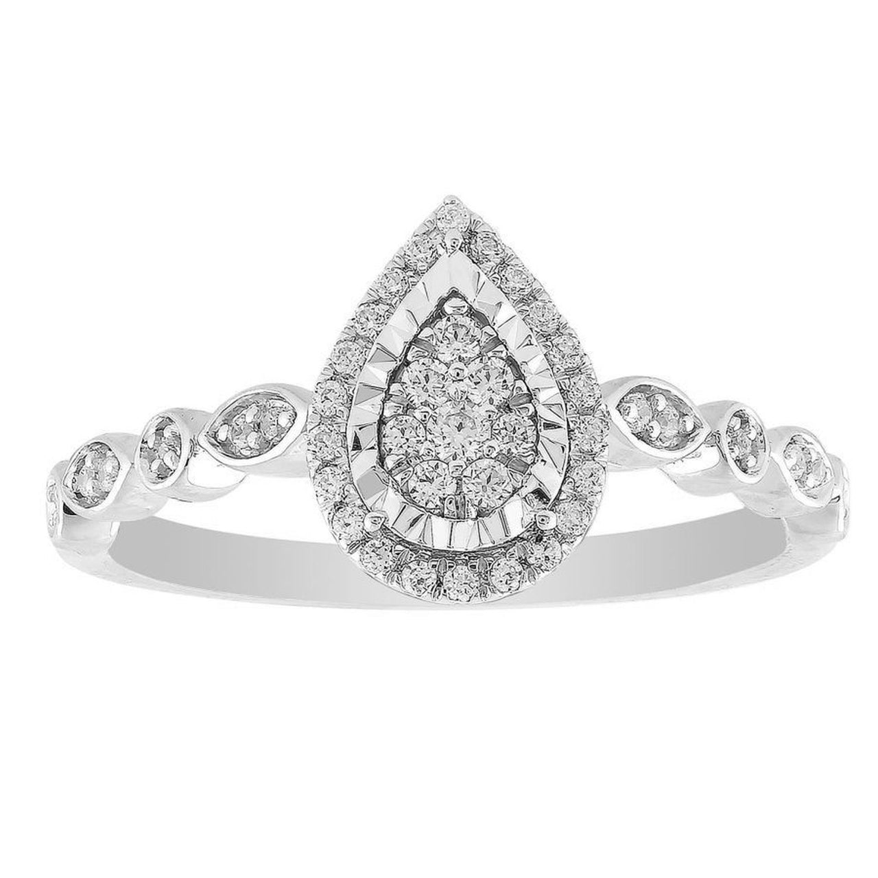 LADIES RING 1/5 CT ROUND DIAMOND 10K WHITE GOLD