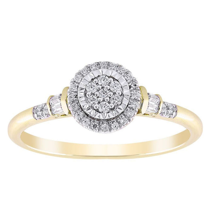 LADIES RING 1/5 CT ROUND DIAMOND 10K YELLOW GOLD