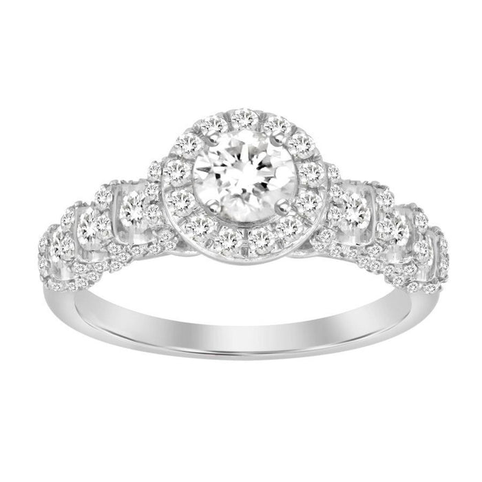 LADIES RING 1 CT ROUND DIAMOND 14K WHITE GOLD