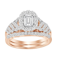 Thumbnail for LADIES BRIDAL RING SET 1 CT ROUND DIAMOND 14K ROSE GOLD