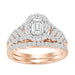 LADIES BRIDAL RING SET 1 CT ROUND DIAMOND 14K ROSE GOLD