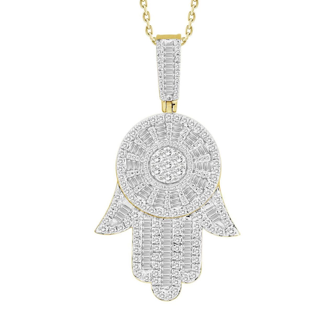 MEN'S CHARM 1 1/2 CT ROUND/BAGUETTE DIAMOND 10K YELLOW GOLD