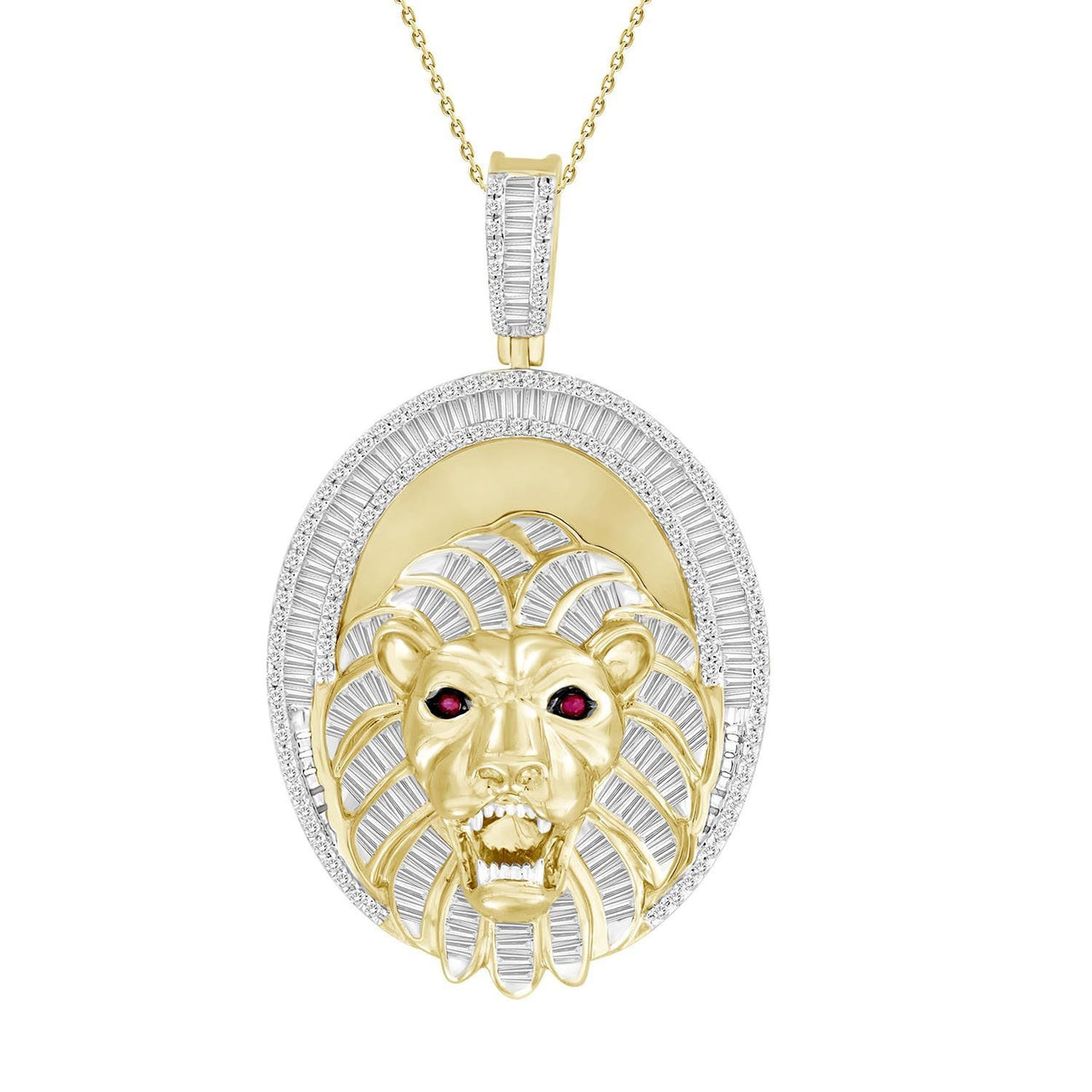 MEN'S CHARM 1 3/4 CT ROUND/BAGUETTE DIAMOND 10K YELLOW GOLD