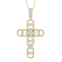 Thumbnail for MEN'S CROSS 1 1/2 CT ROUND/BAGUETTE DIAMOND 10K YELLOW GOLD