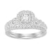 LADIES BRIDAL RING SET 1 CT ROUND/PRINCESS DIAMOND 14K WHITE GOLD