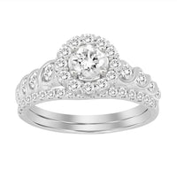 Thumbnail for LADIES BRIDAL RING SET 1 CT ROUND DIAMOND 14K WHITE GOLD