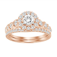 Thumbnail for LADIES BRIDAL RING SET 1 CT ROUND DIAMOND 14K ROSE GOLD