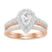 LADIES BRIDAL RING SET 1 CT ROUND/PEAR DIAMOND 14K ROSE GOLD