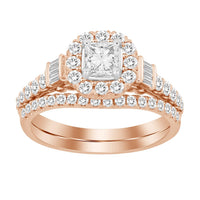 Thumbnail for LADIES BRIDAL RING SET 1 CT ROUND/PRINCESS/BAGUETTE DIAMOND 14K ROSE GOLD