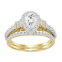 Thumbnail for LADIES BRIDAL RING SET 1 CT ROUND/PEAR/BAGUETTE DIAMOND 14K YELLOW GOLD