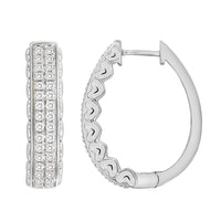 Thumbnail for LADIES HOOPS 1 CT ROUND DIAMOND 10K WHITE GOLD